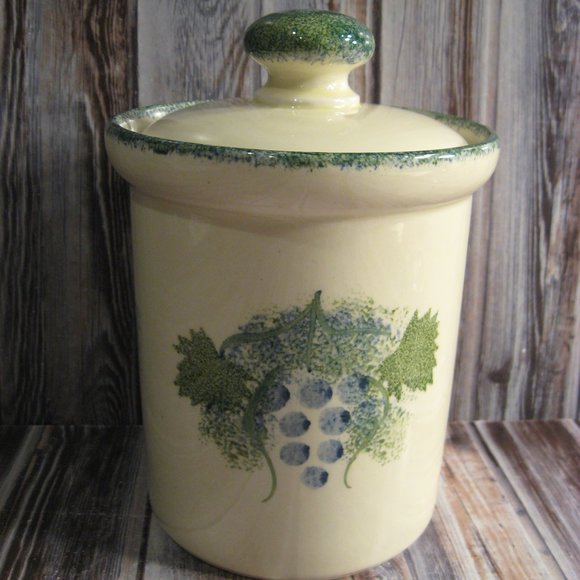 POOLE POTTERY VINEYARD SMALL CANISTER WITH LID - ENGLAND - Picture 1 of 2